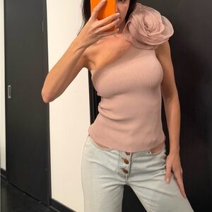 Zara Blush Ribbed Top